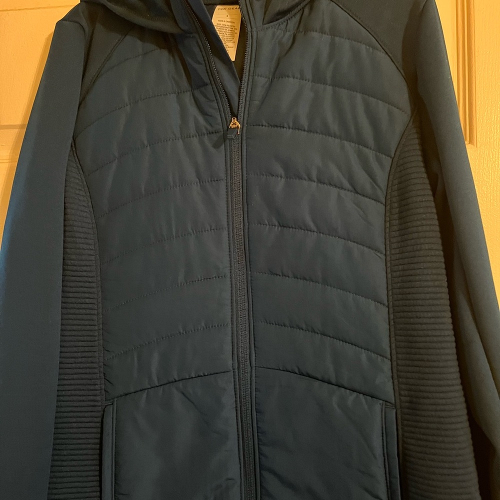 Tek Gear women’s teal Hooded Puffer Jacket size S NWT